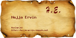 Hejja Ervin névjegykártya